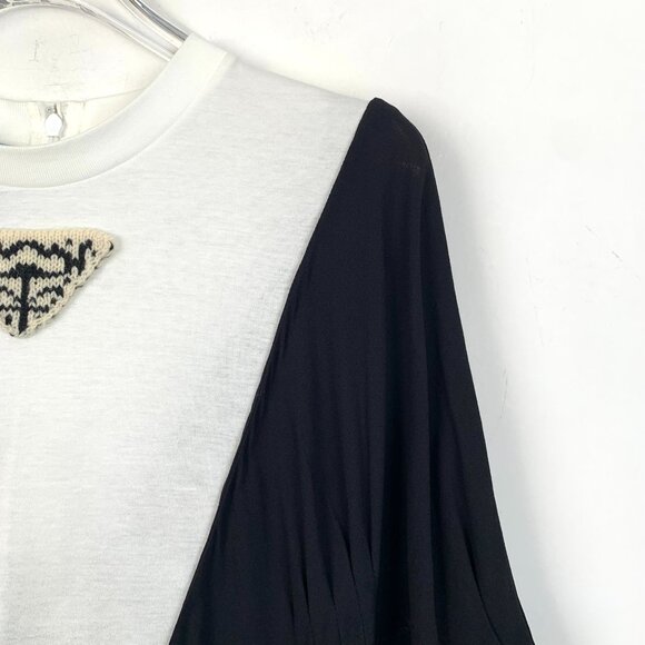 Prada Milano Nero & Bianco Short-Sleeve Sable Jersey Dress W/ Triangle Detail Si - Picture 3 of 11